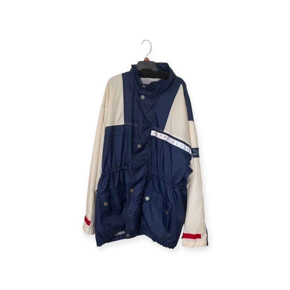 Vintage 90s Perry Ellis Mens XXL Red White Blue Windbreaker  Full Zip Jacket - Picture 1 of 16